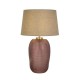 75533-006 Pink Glass Table Lamp with Natural Linen Shade