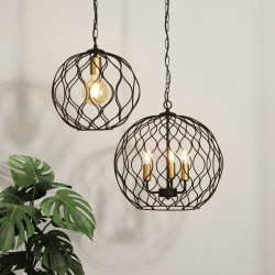 59556-006 Matt Black & Gold 3 Light Pendant
