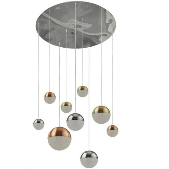 59558-006 Multicolored 9 Light LED Cluster Pendant with Crystal