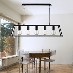 33004-006 Matt Black 5 Light over Island Fitting
