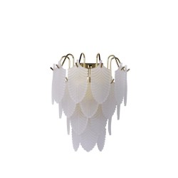 79167-006 Satin Brass Wall Lamp with Frosted Feather Glass