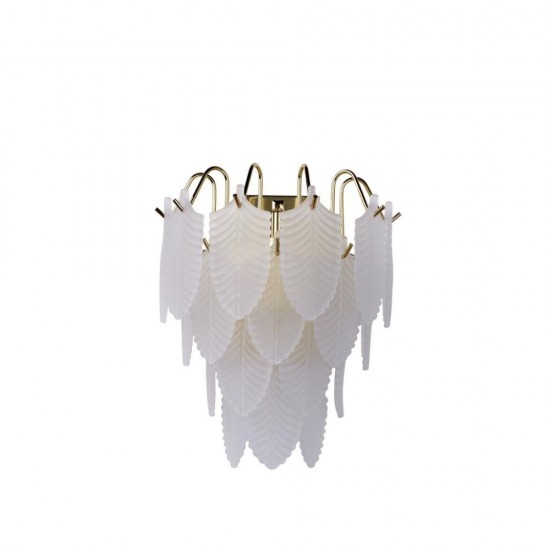 79167-006 Satin Brass Wall Lamp with Frosted Feather Glass