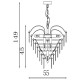 79168-006 Satin Brass 6 Light Pendant with Frosted Feather Glass