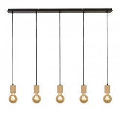 71978-006 Wood & Black 5 Light over Island Fitting