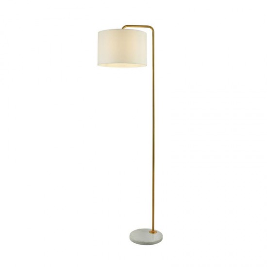 55094-006 Antique Gold & White Marble Floor Lamp with White Shade