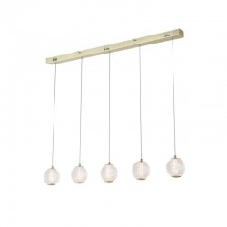 75528-006 Satin Brass 5 Light over Island LED Fitting with Clear Acrylic