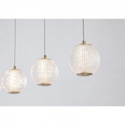 75528-006 Satin Brass 5 Light over Island LED Fitting with Clear Acrylic