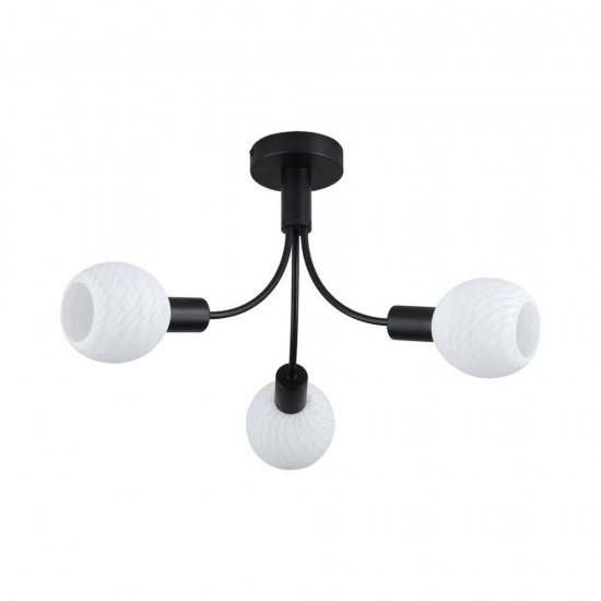79183-006 Black 3 Light Semi Flush with Decorative Opal Glass
