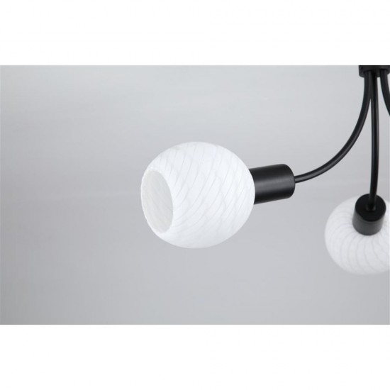 79183-006 Black 3 Light Semi Flush with Decorative Opal Glass