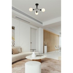 79183-006 Black 3 Light Semi Flush with Decorative Opal Glass
