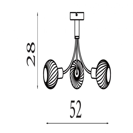 79183-006 Black 3 Light Semi Flush with Decorative Opal Glass