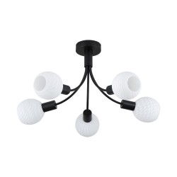 79184-006 Black 5 Light Semi Flush with Decorative Opal Glass