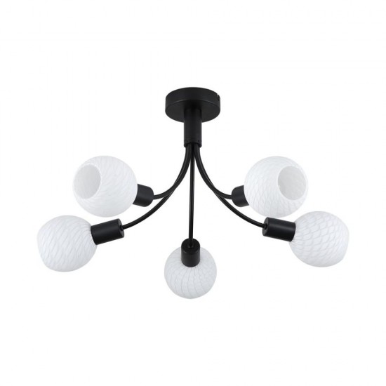 79184-006 Black 5 Light Semi Flush with Decorative Opal Glass