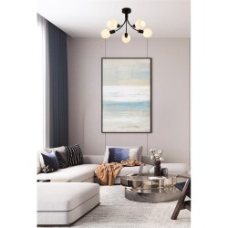 79184-006 Black 5 Light Semi Flush with Decorative Opal Glass