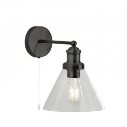 54919-006 Matt Black Wall Lamp with Clear Glass