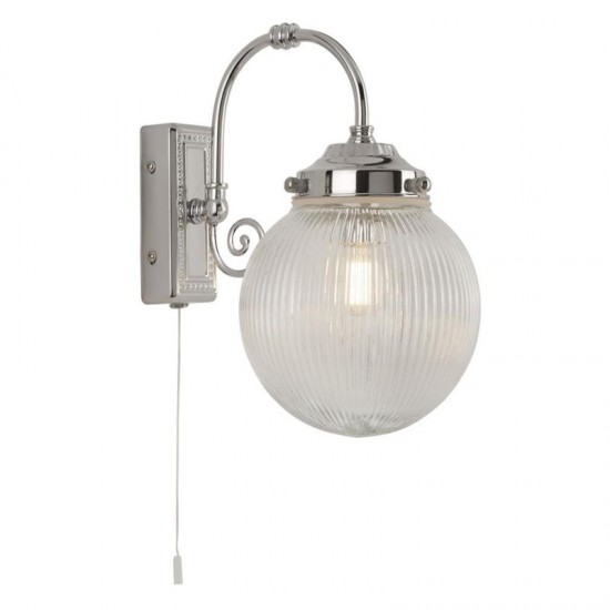 55033-006 Bathroom Chrome Wall Lamp with Ribbed Glass
