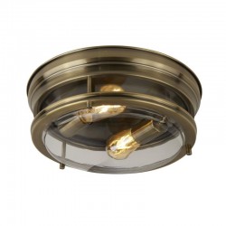 55101-006 Bathroom Antique Brass 2 Light Flush with Clear Glass 55101-006 Bathroom Antique Brass 2 Light Flush with Clear Glass