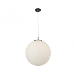 55131-006 Matt Black Globe Pendant with Opal Glass