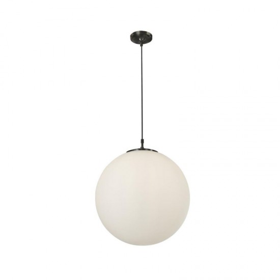 55131-006 Matt Black Globe Pendant with Opal Glass