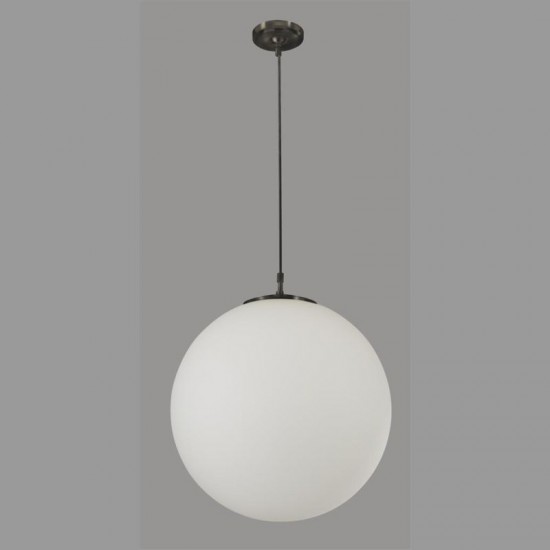 55131-006 Matt Black Globe Pendant with Opal Glass