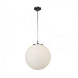 55132-006 Matt Black Globe Pendant with Opal Glass