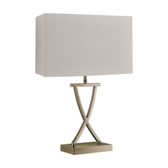 55194-006 Antique Brass Table Lamp with Cream Fabric