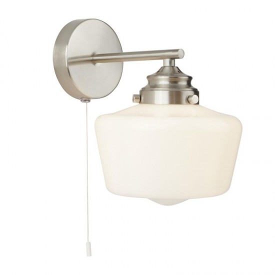 55242-006 Satin Silver Wall Lamp with White Opal Glass