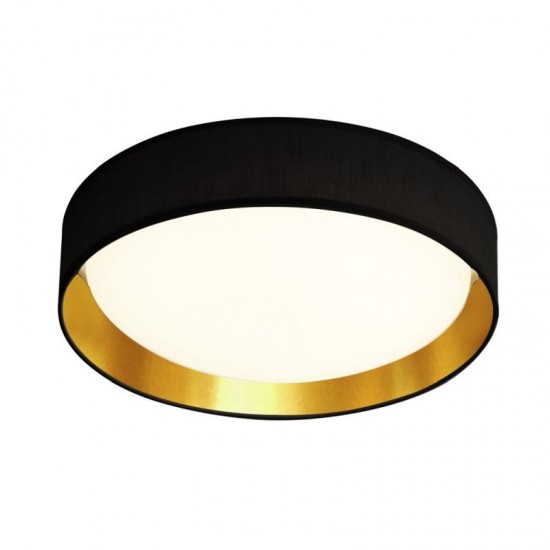 55268-006 Black & Gold Fabric LED Flush with White Diffuser