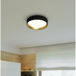 55268-006 Black & Gold Fabric LED Flush with White Diffuser