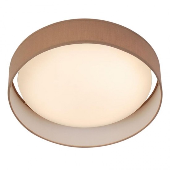55269-006 Brown Fabric LED Flush with White Diffuser