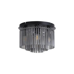 79187-006 Matt Black 5 Light Flush with Smoked Rods