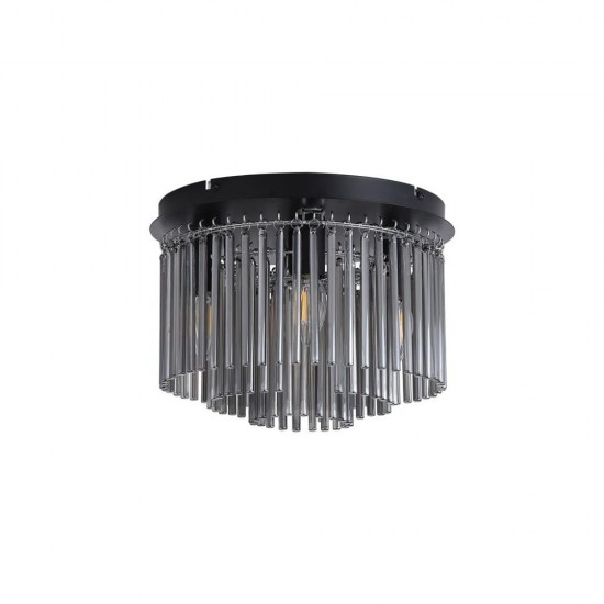 79187-006 Matt Black 5 Light Flush with Smoked Rods