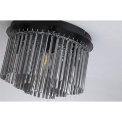 79187-006 Matt Black 5 Light Flush with Smoked Rods