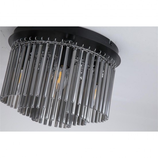 79187-006 Matt Black 5 Light Flush with Smoked Rods