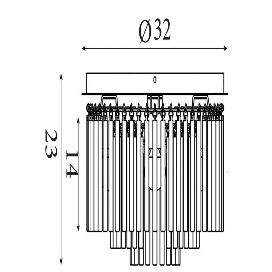 79187-006 Matt Black 5 Light Flush with Smoked Rods