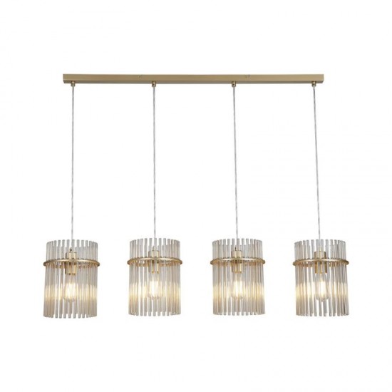 78936-006 Gold 4 Light over Island Fitting with Champagne Rods