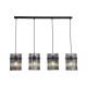 78937-006 Matt Black 4 Light over Island Fitting with Smoked Rods