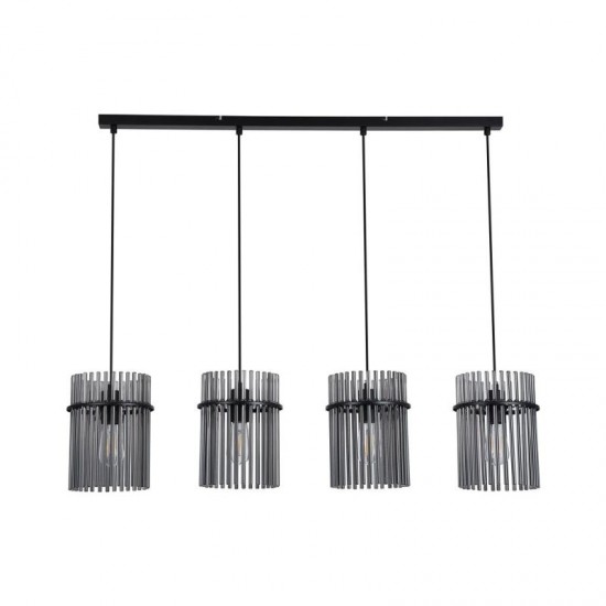 78937-006 Matt Black 4 Light over Island Fitting with Smoked Rods