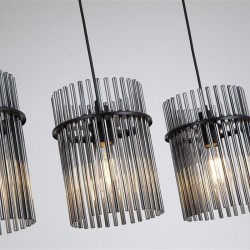 78937-006 Matt Black 4 Light over Island Fitting with Smoked Rods