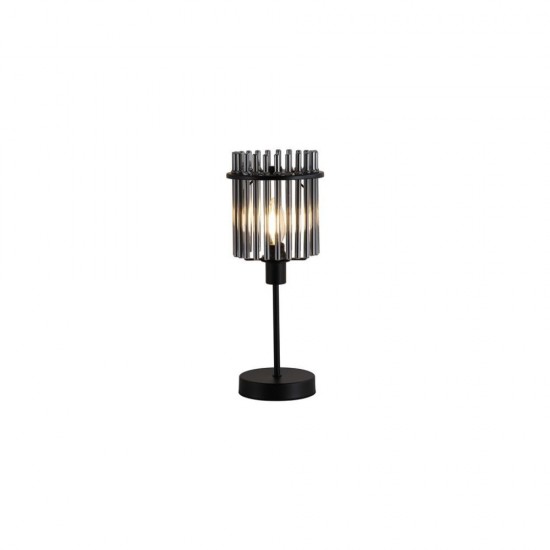 79189-006 Matt Black Table Lamp with Smoked Rods