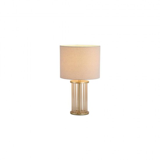 79190-006 Matt Gold & Champagne Glass Rods Table Lamp with White Linen Shade