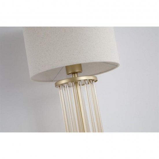 79190-006 Matt Gold & Champagne Glass Rods Table Lamp with White Linen Shade