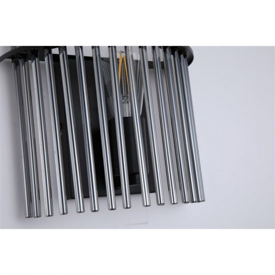 79194-006 Matt Black Wall Lamp with Smoked Rods