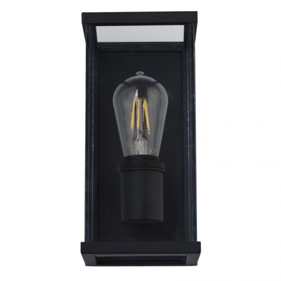 64607-006 Outdoor Clear & Black Lantern Wall Lamp