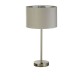 72002-006 Satin Nickel Table Lamp with Grey Velvet Shade - USB