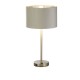 72002-006 Satin Nickel Table Lamp with Grey Velvet Shade - USB