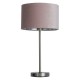 72003-006 Satin Nickel Table Lamp with Pink Velvet Shade - USB
