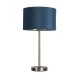72006-006 Satin Nickel Table Lamp with Teal Velvet Shade - USB