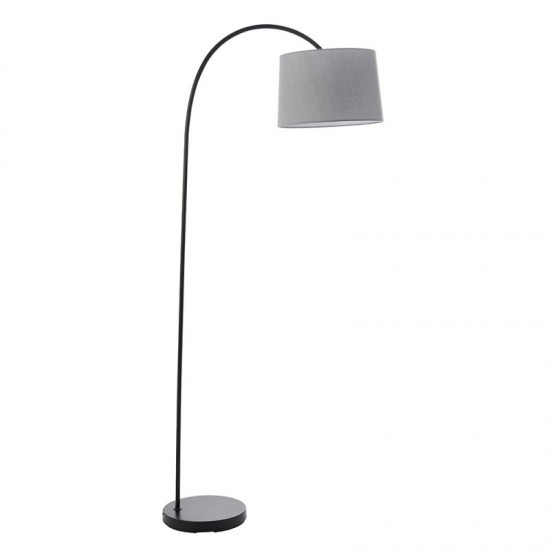 59150-001 Matt Black Floor Lamp with Grey Shade