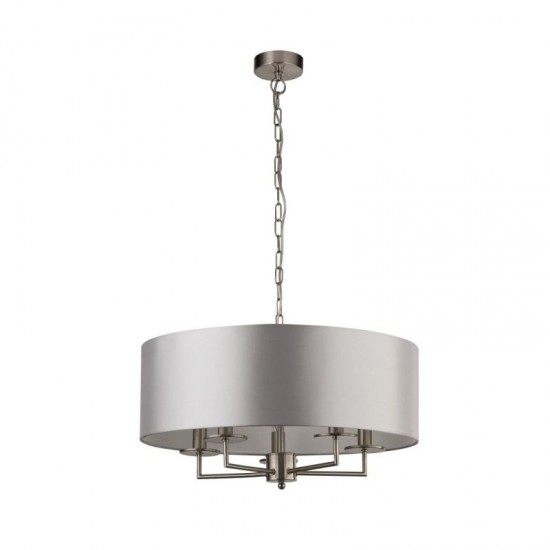 59564-006 Satin Silver 5 Light Pendant with Silver Shade